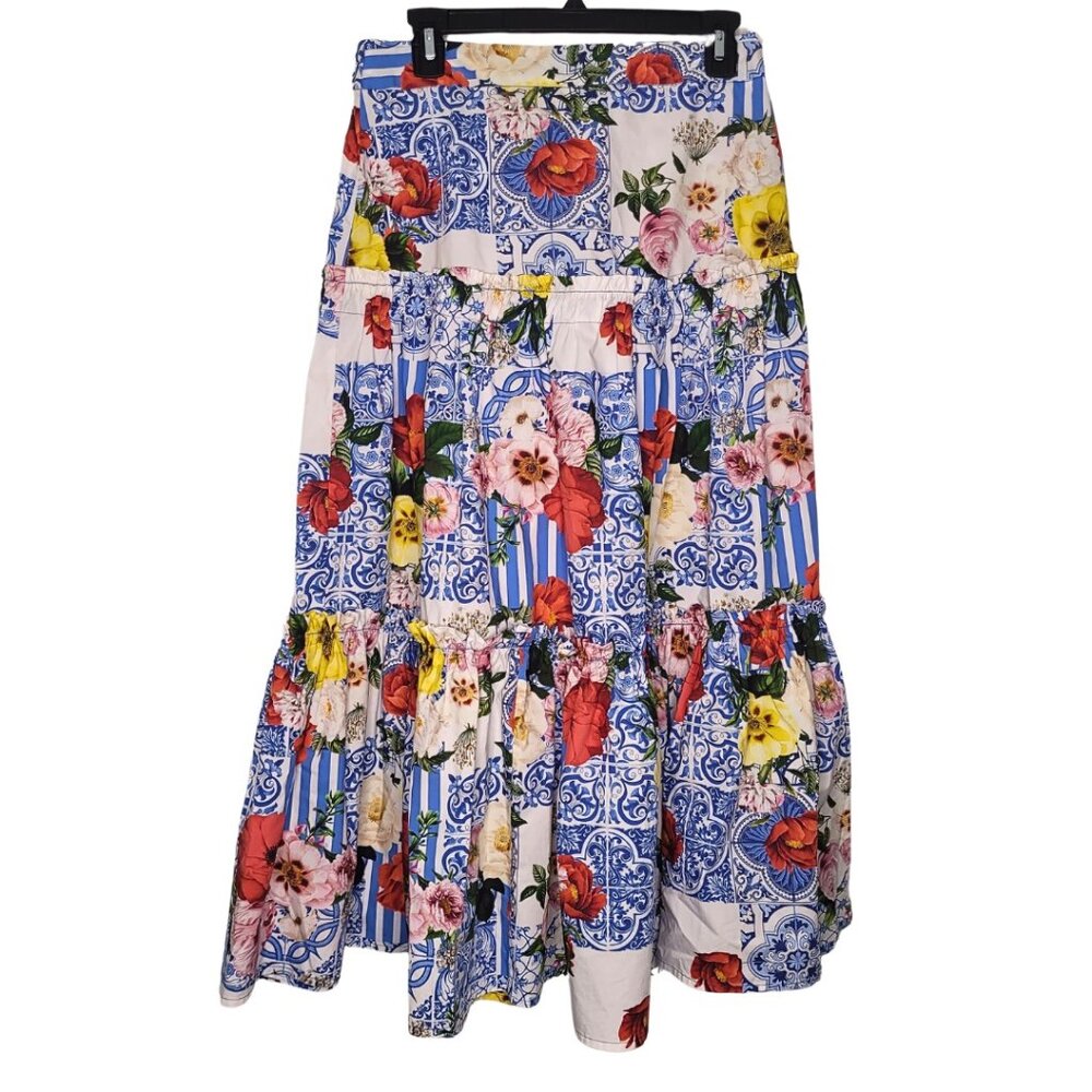 Boston Proper Floral Tiered Maxi Skirt Size Small